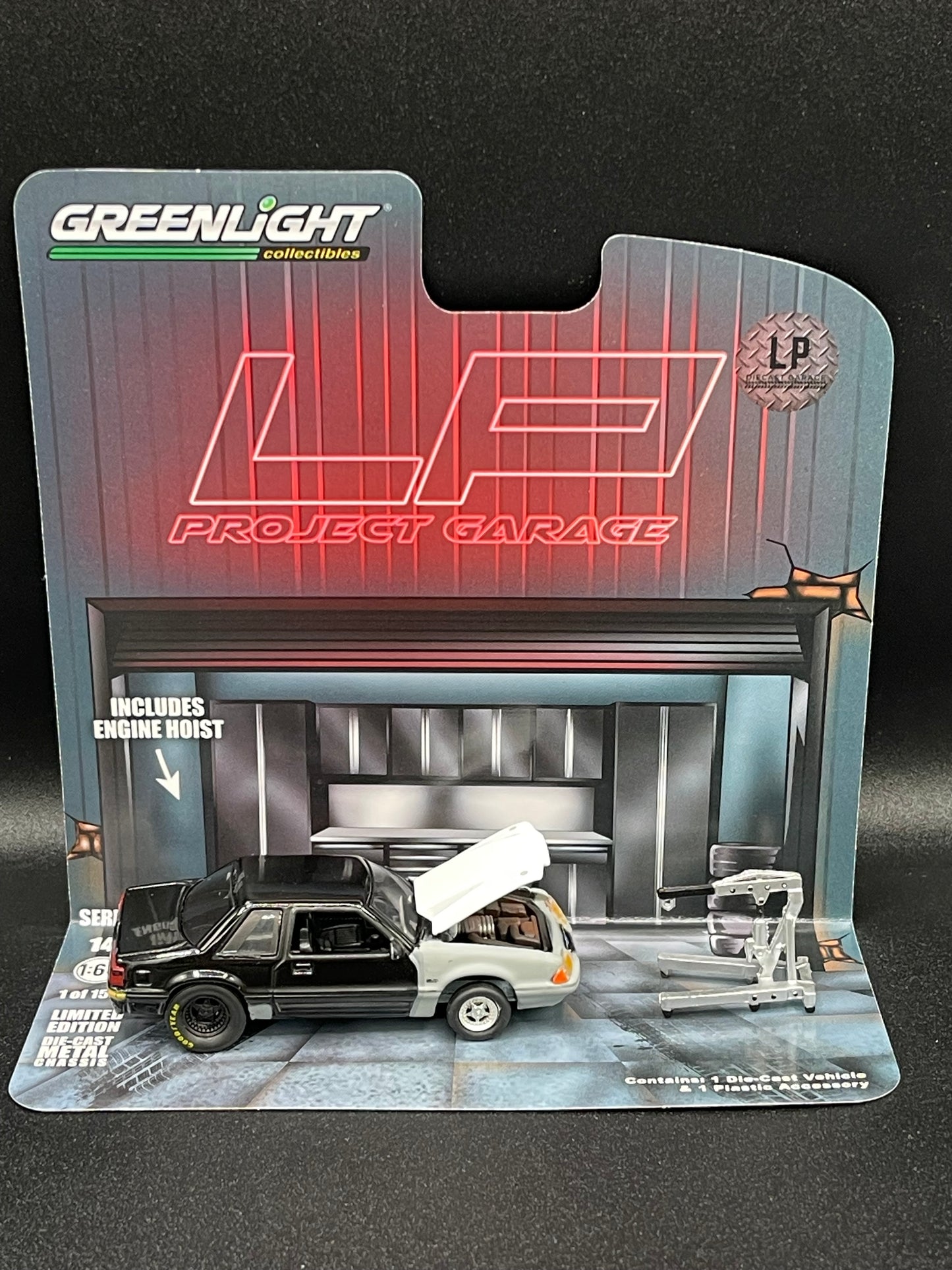 GREENLIGHT 1987 Ford Mustang LX w/Hoist Black Project  LP Exclusive 1:64 Diecast Promo