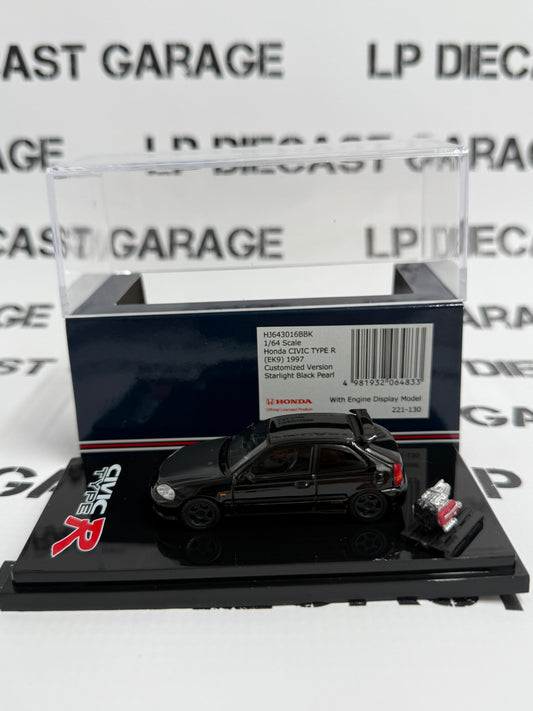 HOBBY JAPAN 1997 Honda Civic EK9 w/ Engine Black 1:64 Diecast