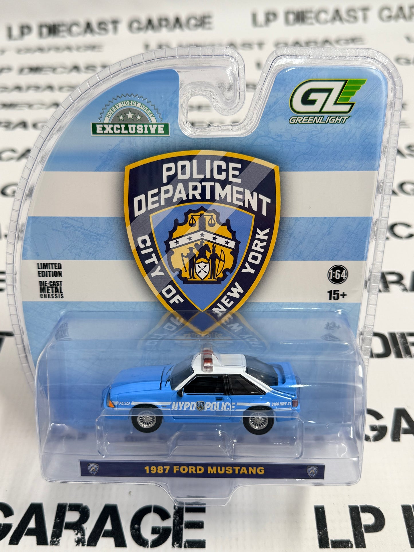 GREENLIGHT 1987 Ford Mustang GT NYPD Police Car 1:64 Diecast Hobby Exclusive