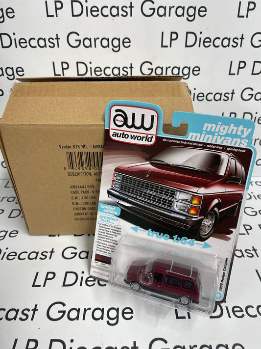 AUTO WORLD 1985 Dodge Caravan Crimson Red/ Black 1:64 Diecast Mighty CASE OF 6PCS