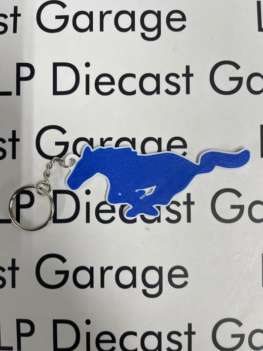 3D Printed Customs Running Horse Mustang Blue Keychain NOT Diecast