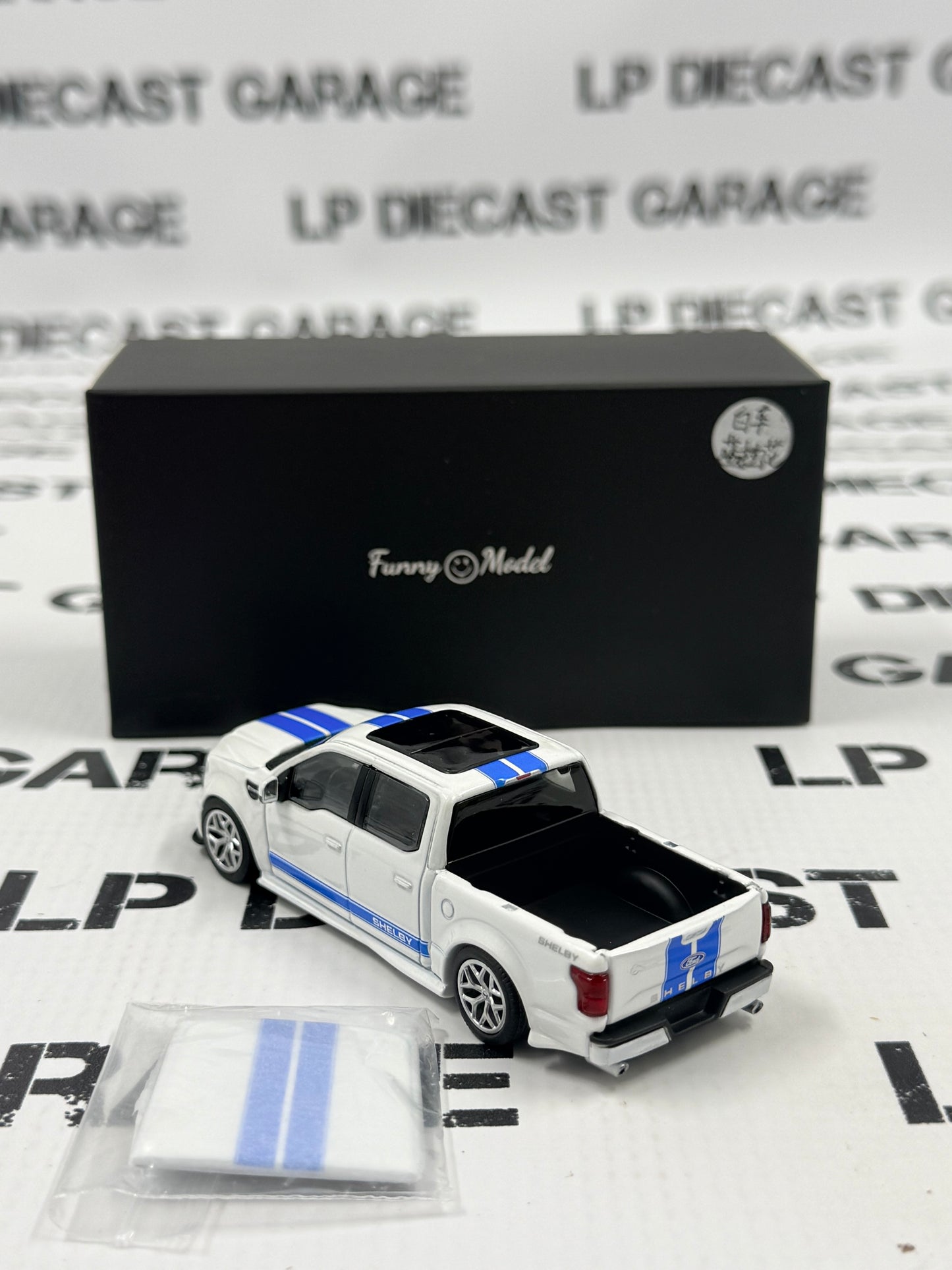 FUNNY MODELS Ford F-150 Shelby Super Snake White w/ Blue Stripes 1:64 Diecast