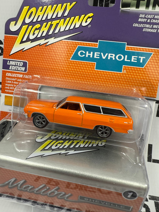 JOHNNY LIGHTNING 1965 Chevrolet Malibu Wagon Orange 1:64 Diecast Collector Tins