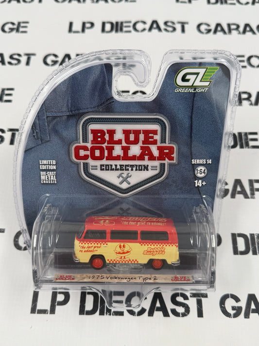 GREENLIGHT 1975 Volkswagen Type 2 Bubbie Burgers 1:64 Diecast Blue Collar