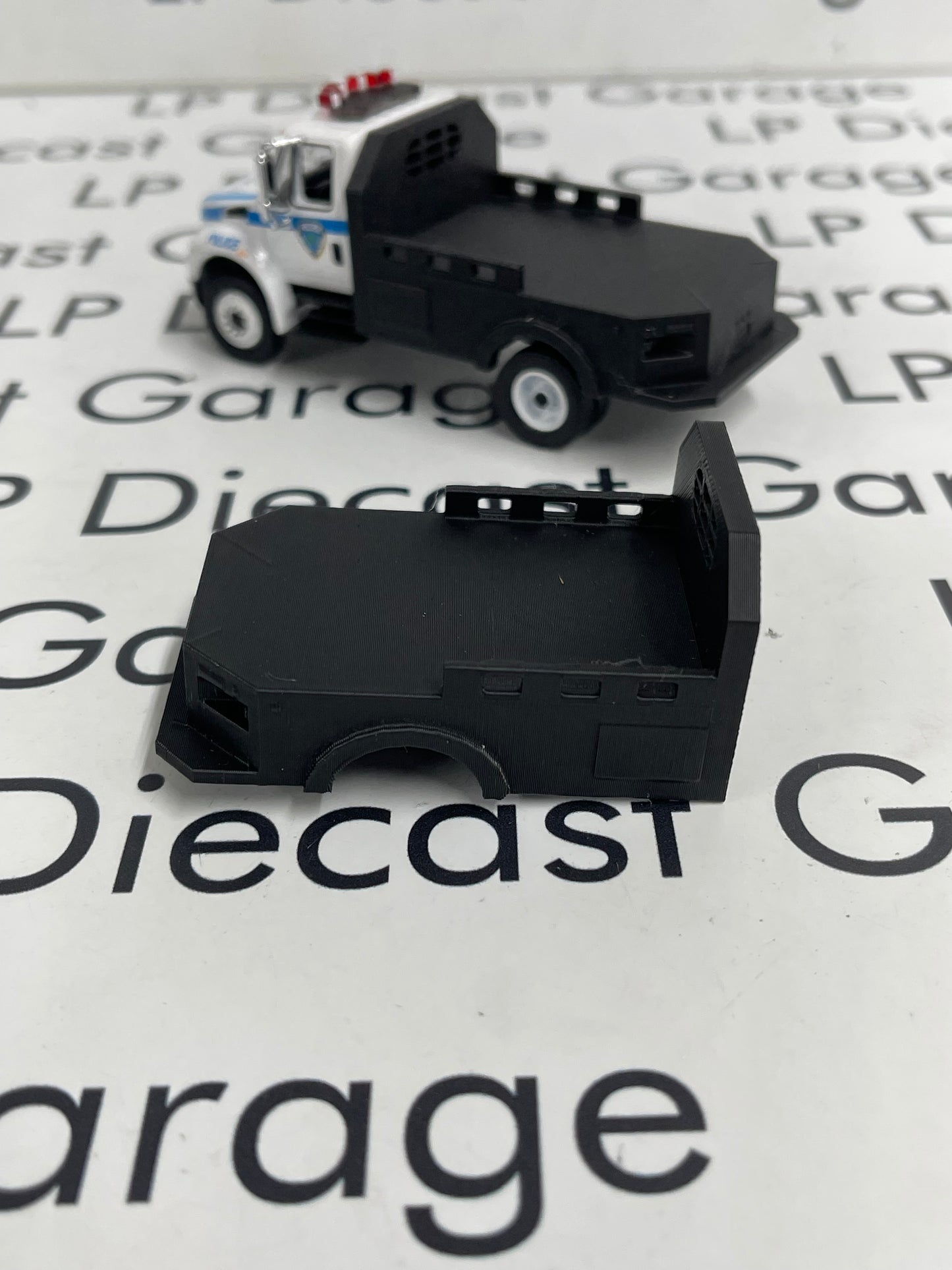 3D Printed Customs Black Flatbed Fits Greenlight International Durastar 1:64 Diecast Trucks