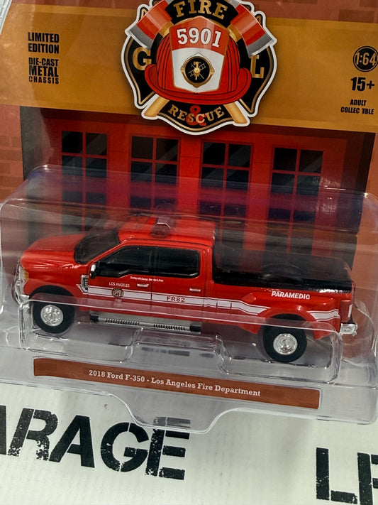 GREENLIGHT 2018 Ford F-350 Los Angeles Fire Dept LA 1:64 Diecast Fire Rescue