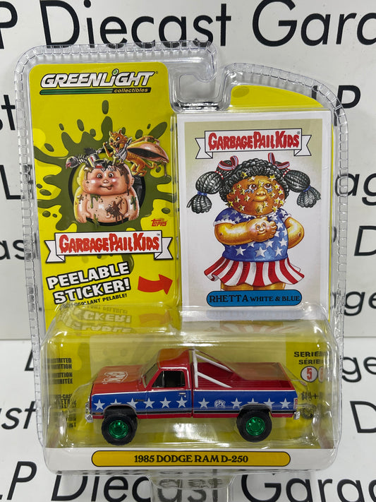 GREENLIGHT *GREEN MACHINE* 1985 Dodge Ram D-250 Rhetta White & Blue Garbage Pail Kids 1:64 Diecast