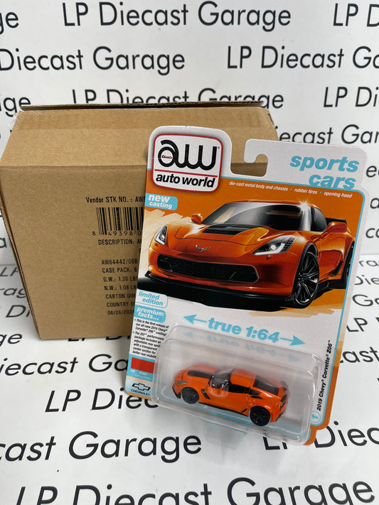AUTO WORLD 2019 Chevy Corvette Z06 Orange 1:64 Diecast CASE OF 6PCS