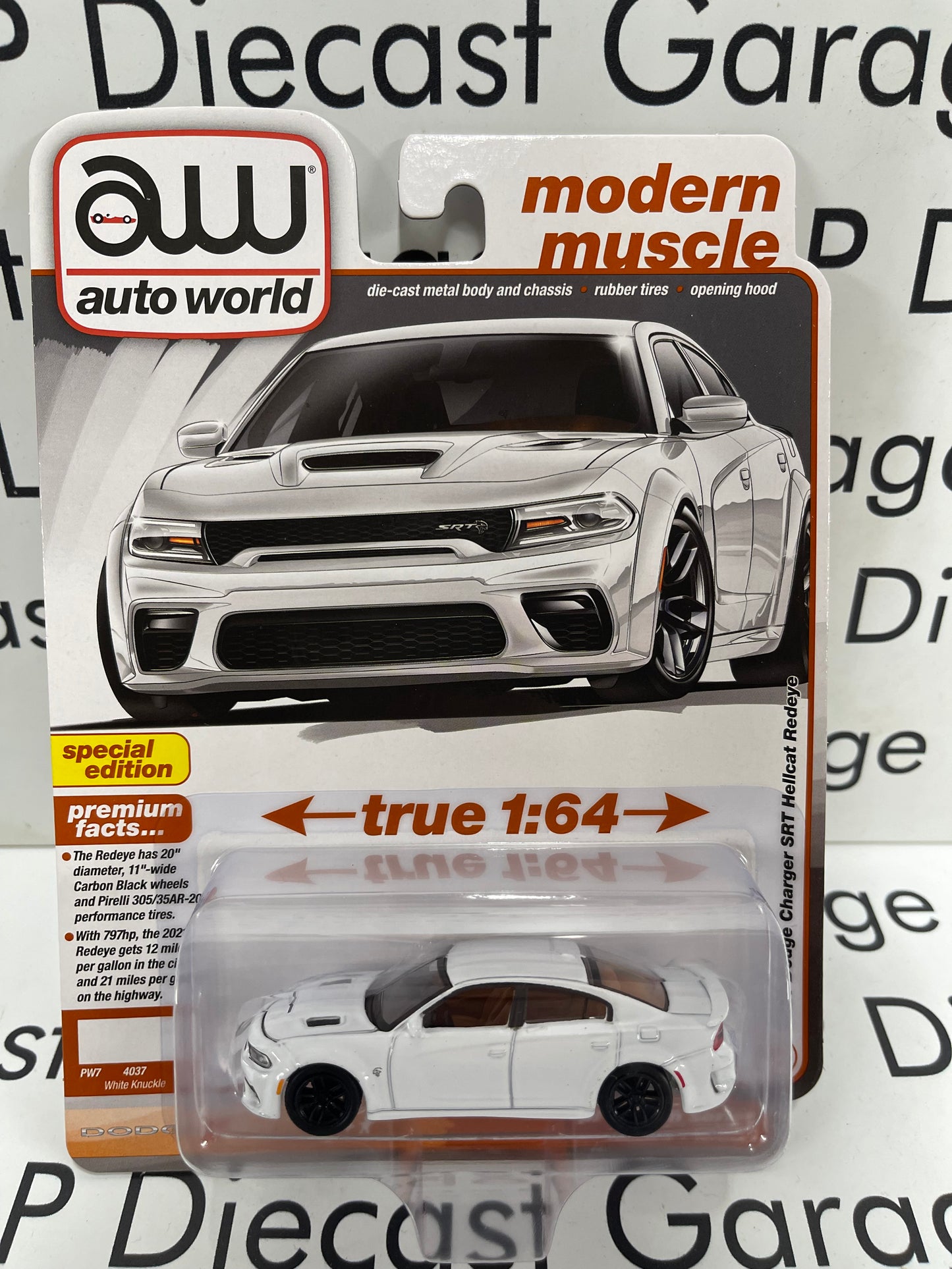 AUTO WORLD 2021 Dodge Charger SRT Hellcat Redeye White Knuckle 1:64 Diecast Modern Muscle