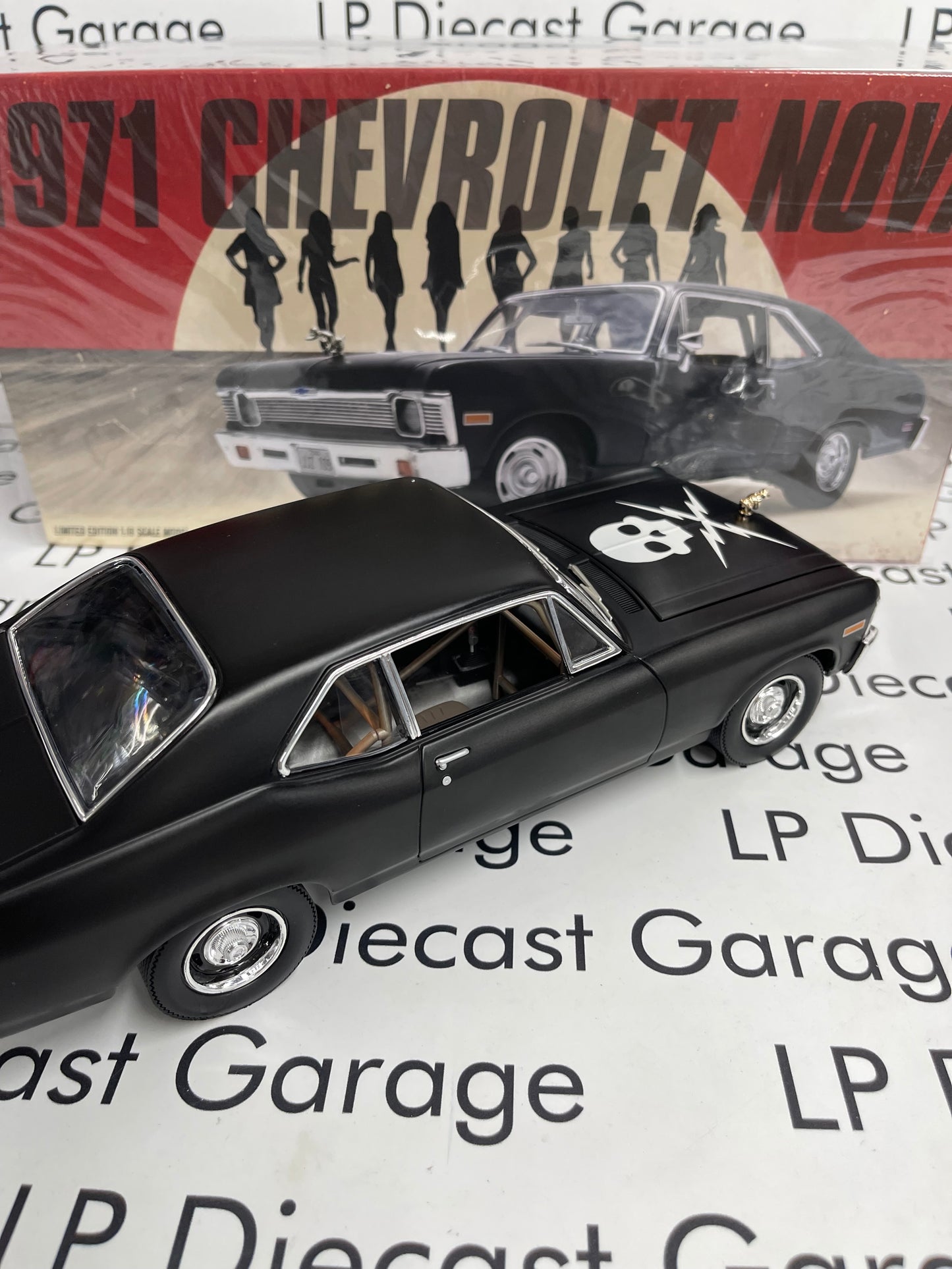 GMP 1971 Chevrolet Nova Death Proof Matte Black 1:18 Diecast 18925