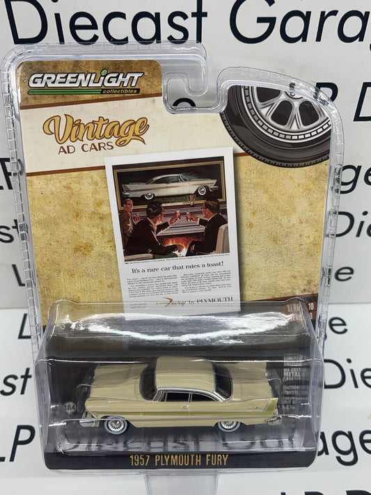 GREENLIGHT 1957 Plymouth Fury Tan 1:64 Diecast Vintage Ad Cars