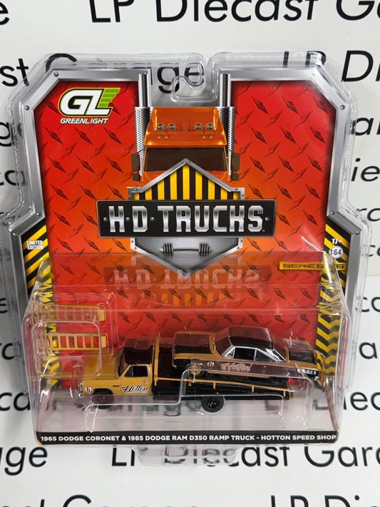GREENLIGHT 1985 Dodge Ram Ramp Truck & 1965 Dodge Coronet 1:64 Diecast Hotton Speed Shop