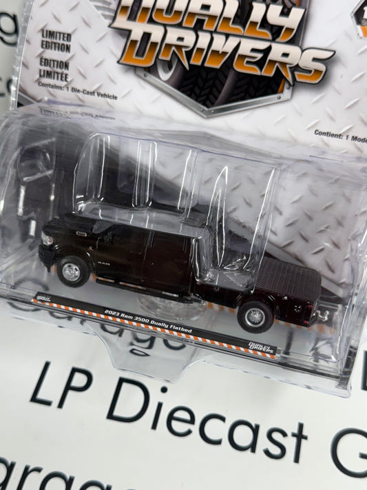 GREENLIGHT 2023 Ram 3500 Flatbed Black 1:64 Diecast Dually Drivers