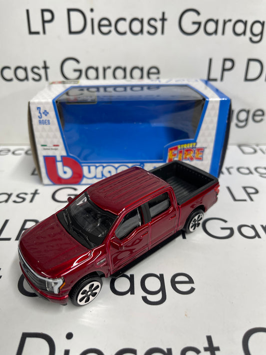 BURAGO 2022 Ford F-150 Lightning Platinum Truck Red 1:43 Diecast Street Fire