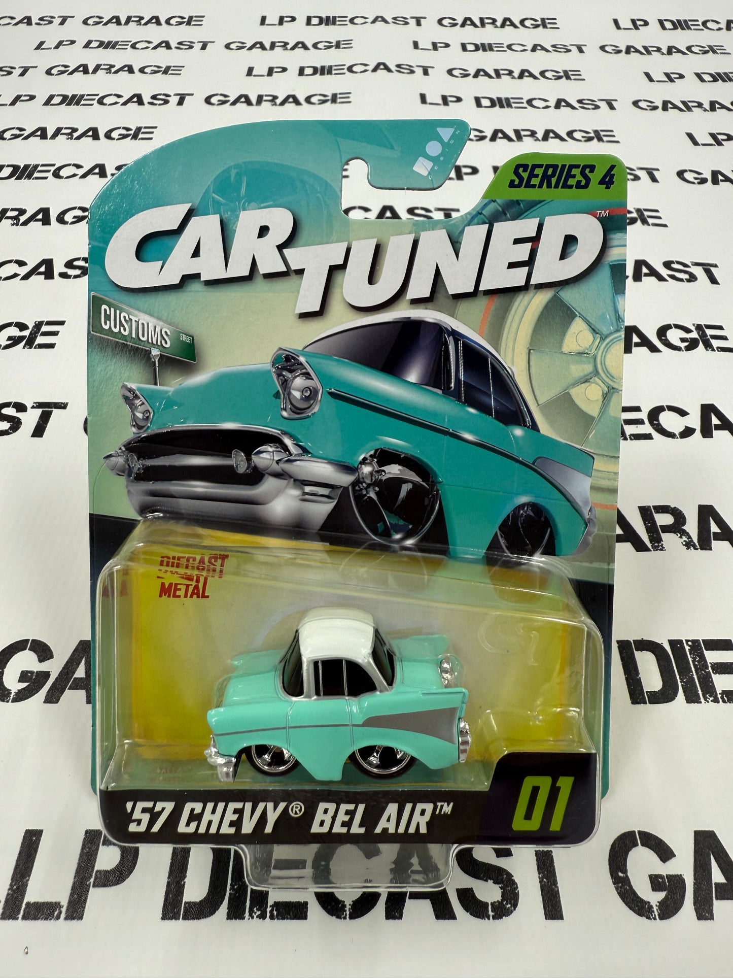 CARTUNED '57 Chevy Bel Air Teal 1:64 Diecast Series 4