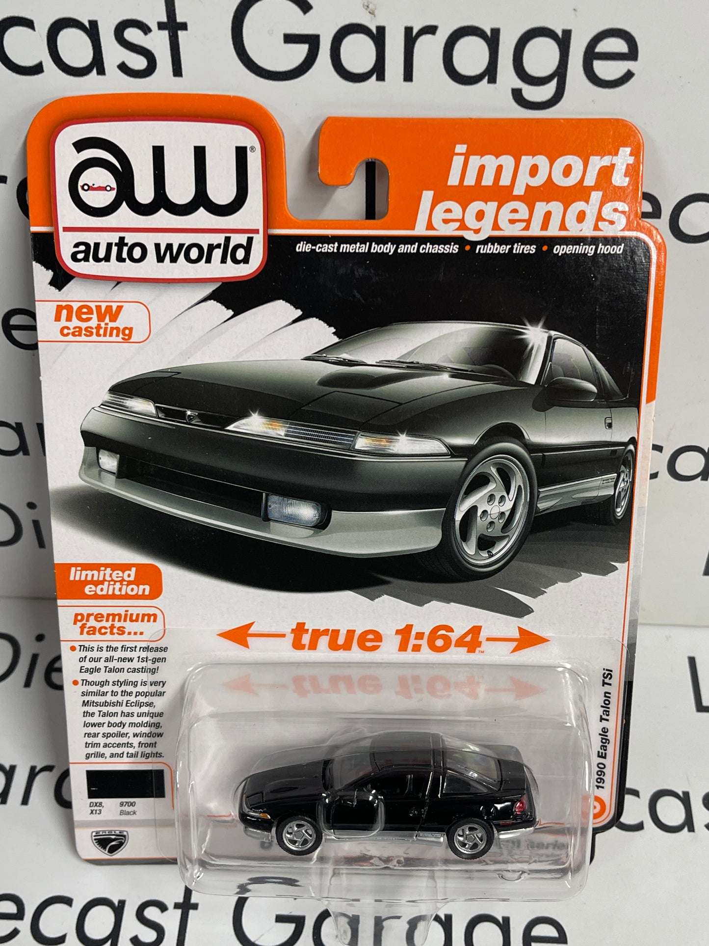 AUTO WORLD 1990 Eagle Talon TSi Black 1:64 Diecast Import Legends