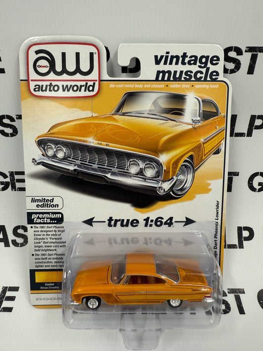 AUTO WORLD 1961 Dodge Dart Phoenix Lowrider Mango 1:64 Diecast Vintage Muscle