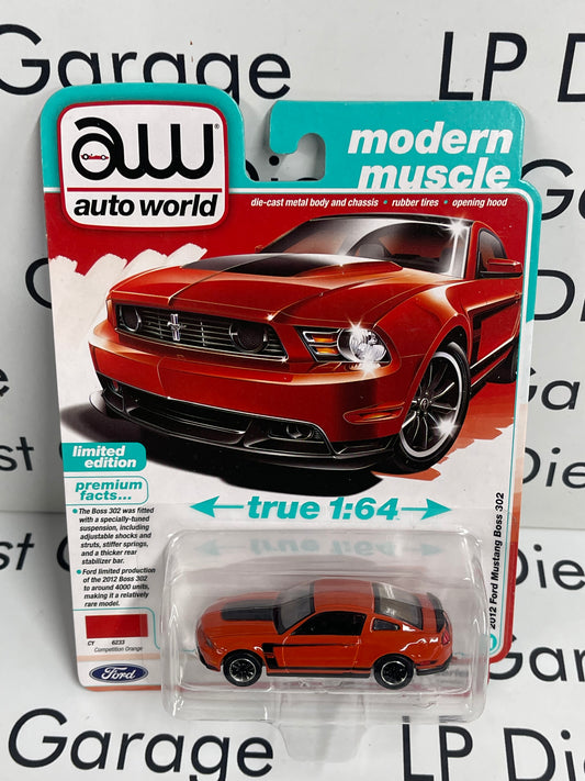 AUTO WORLD 2012 Ford Mustang Boss 302 Orange 1:64 Diecast Modern Muscle
