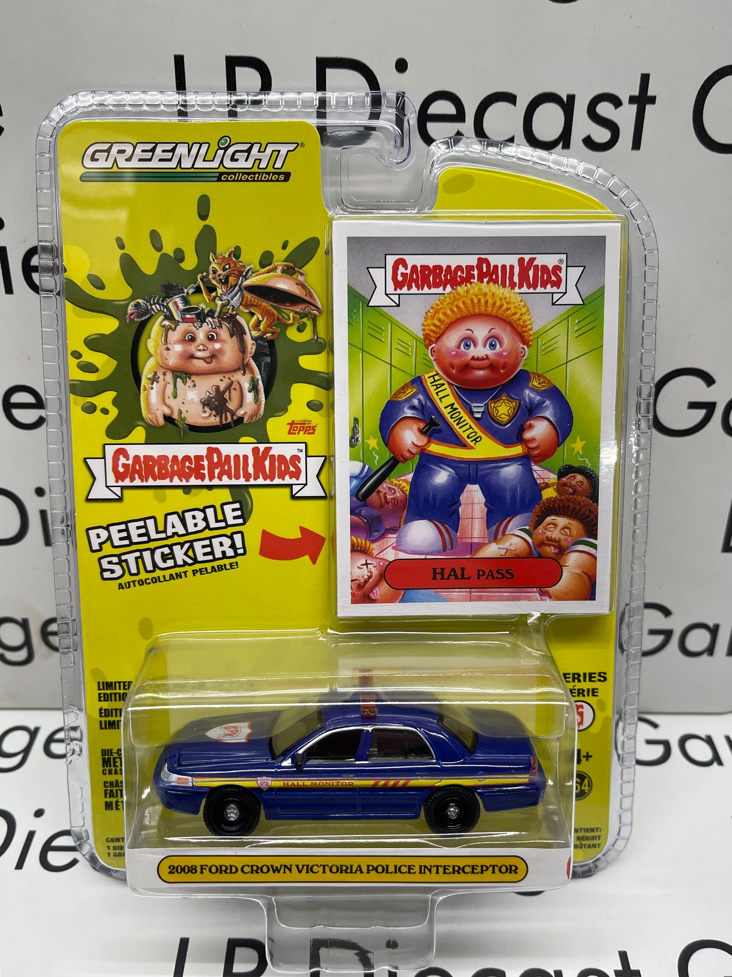 GREENLIGHT 2008 Ford Crown Victoria Police Hal Pass 1:64 Diecast Garbage Pail Kids