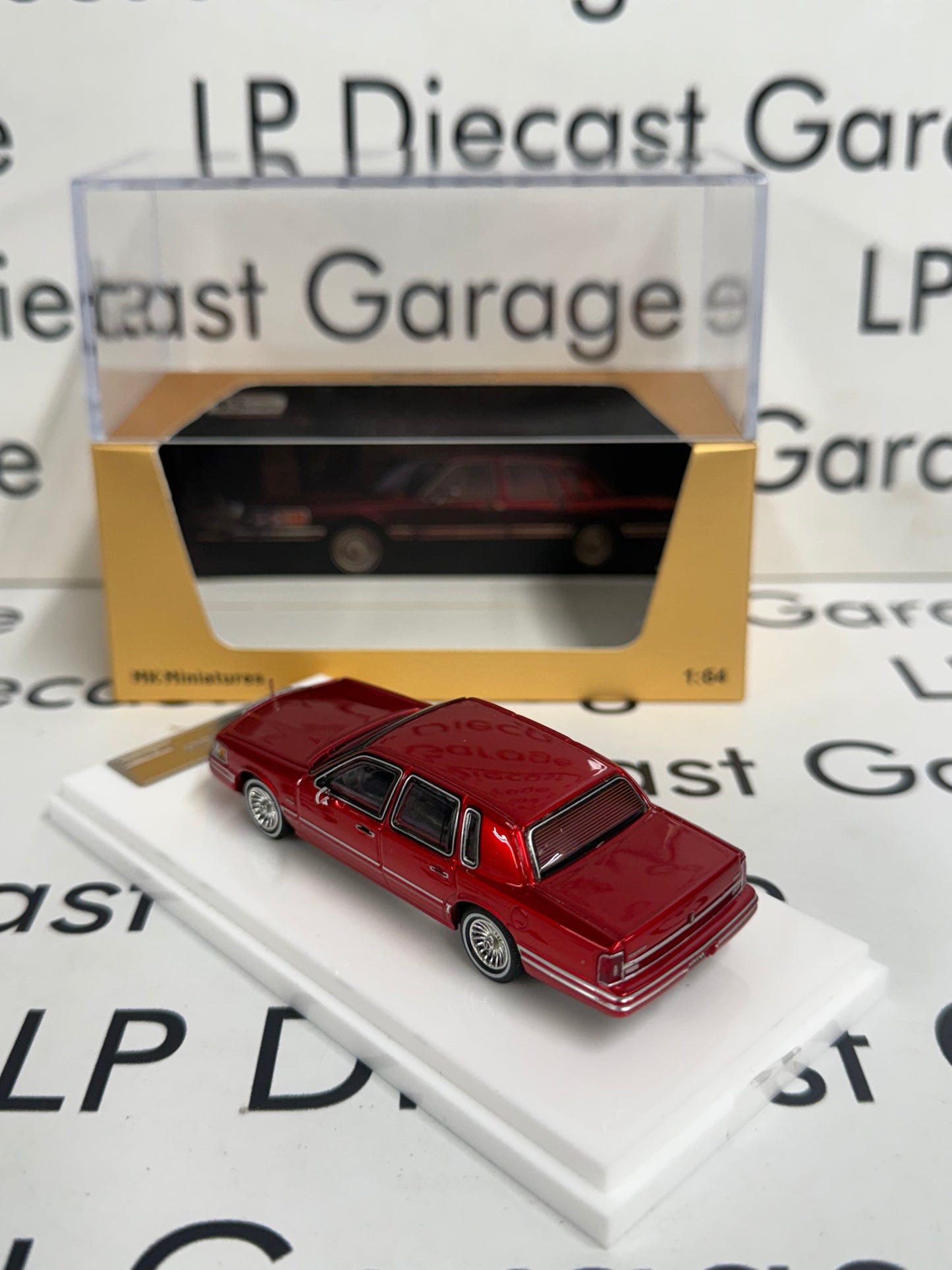MK Miniatures 1992 Lincoln Town Car Luxury Red 1:64 Diecast