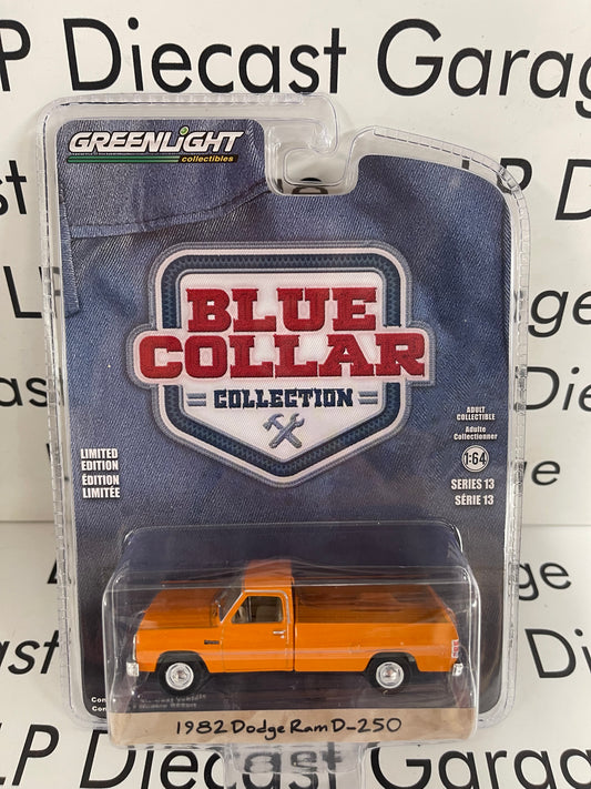 GREENLIGHT 1982 Dodge Ram D-250 Orange 1:64 Diecast Blue Collar