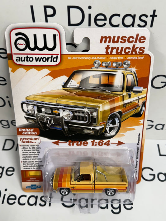 AUTO WORLD 1981 Chevrolet Silverado Fleetside Desert Fox Cream 1:64 Diecast Hobby Exclusive