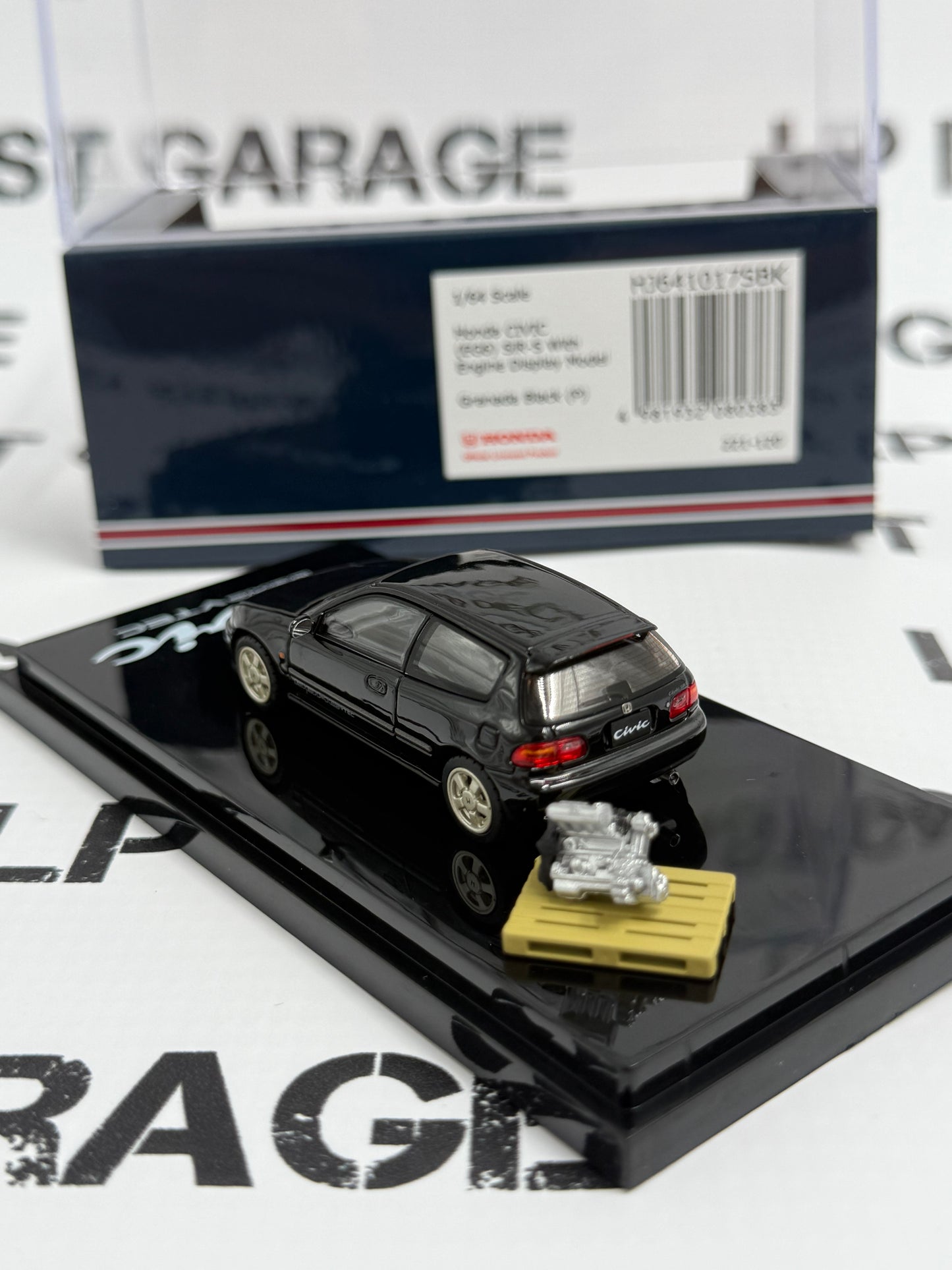 HOBBY JAPAN Honda Civic EG6 SiR-S w/ Engine Granada Black 1:64 Diecast