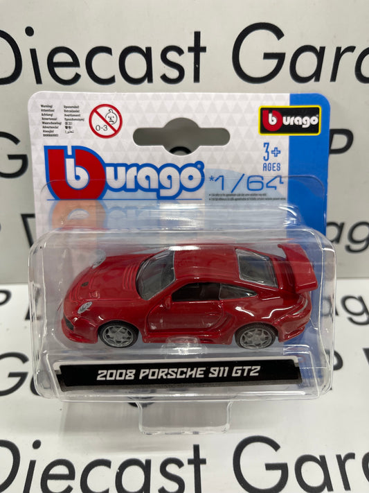 BBURAGO 2008 Porsche 911 GT2 Red Sports Car 1:64 Diecast
