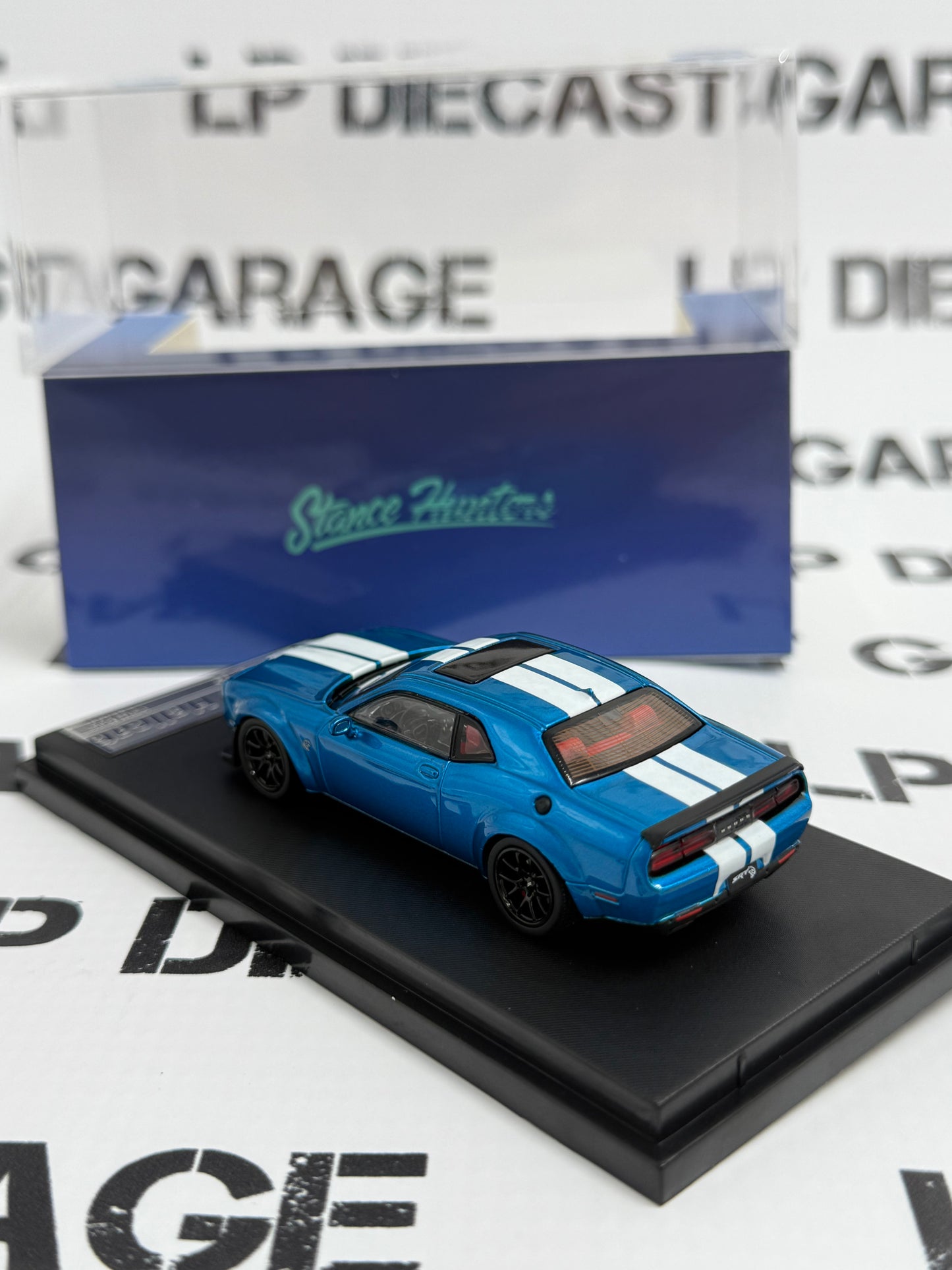 STANCE HUNTERS 2023 Dodge Challenger SRT Hellcat Blue w/White Stripes 1:64 Diecast