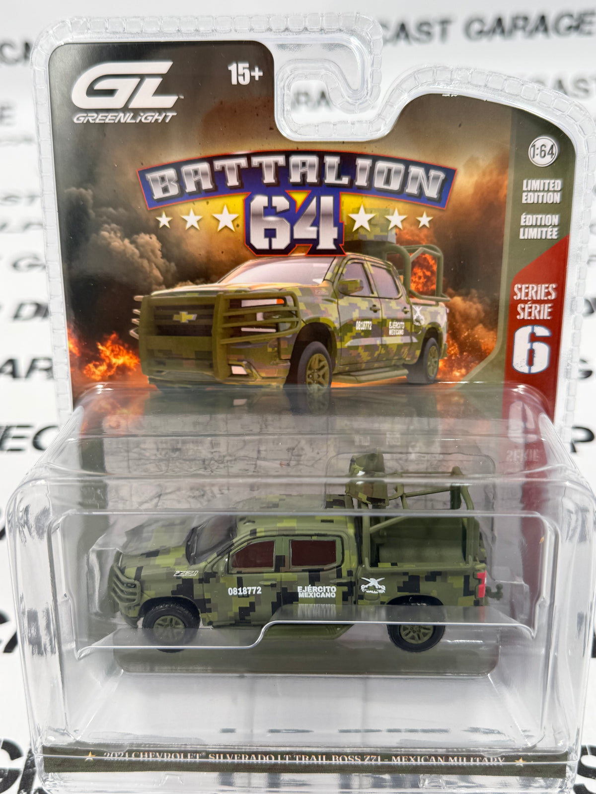 GREENLIGHT 2021 Chevrolet Silverado Trail Boss Mexican Military 1:64 Diecast Battalion 64