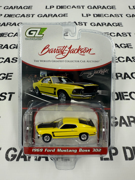 GREENLIGHT 1969 Ford Mustang Boss 302 Yellow 1:64 Diecast Barrett Jackson