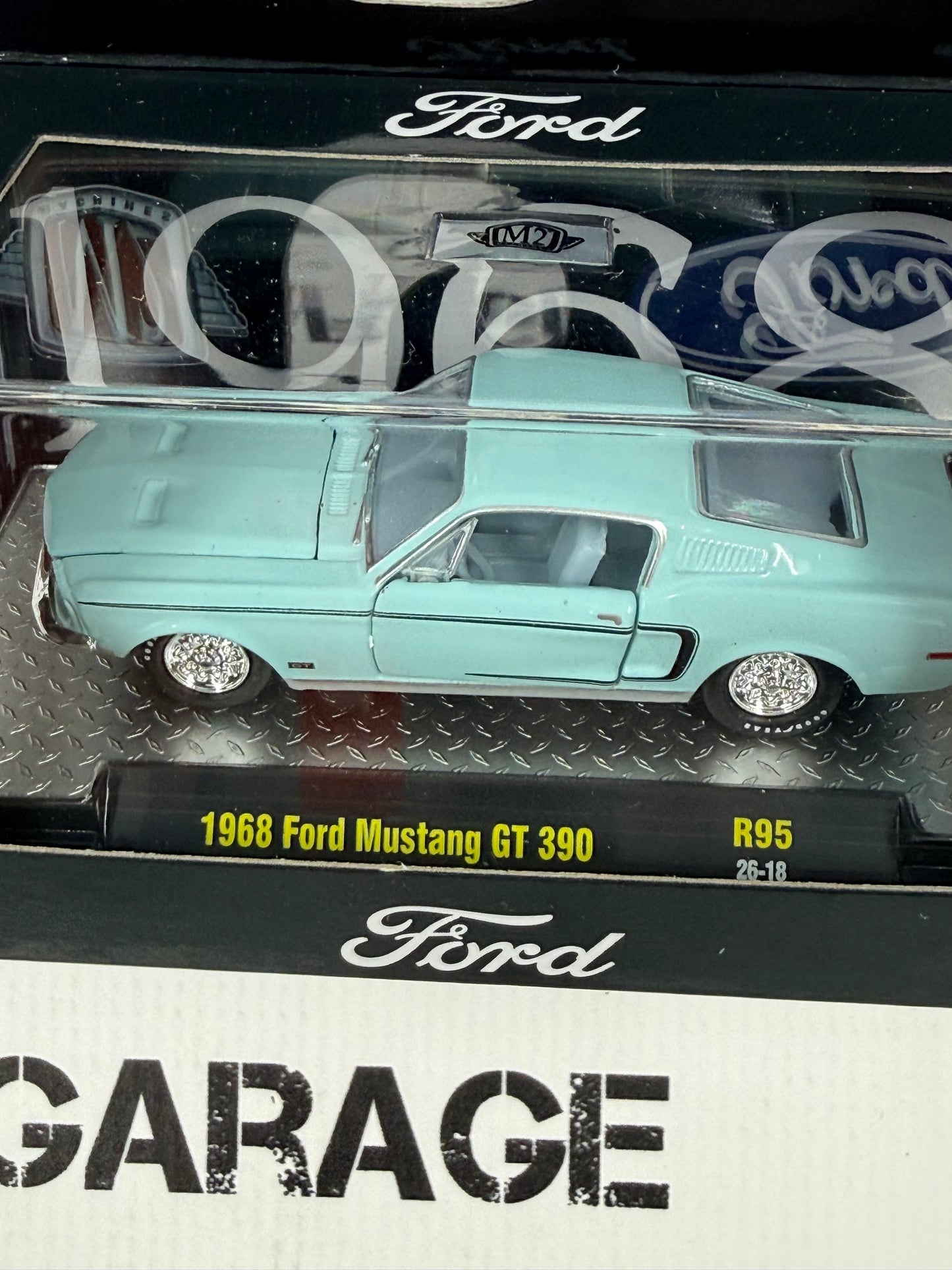 M2 1968 Ford Mustang GT 390 Light Blue 1:64 Diecast Detroit Muscle