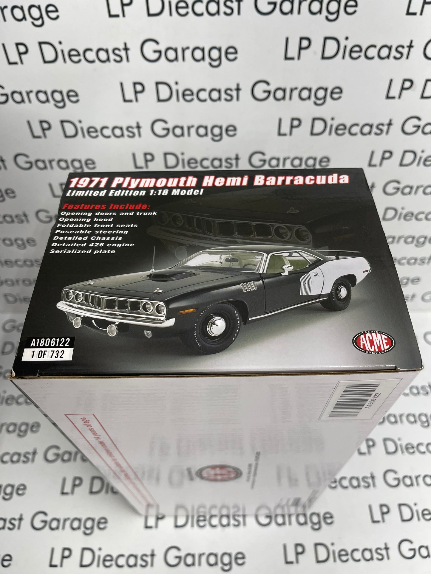 ACME 1971 Plymouth Hemi Barracuda Black 1:18 Diecast A1806122