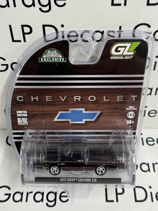 GREENLIGHT 1972 Chevrolet Cheyenne C10 Black Short Bed 1:64 Diecast Truck