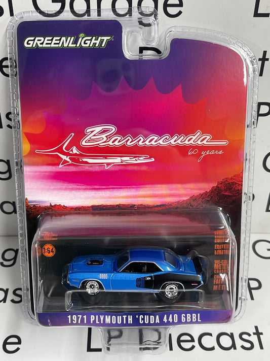 GREENLIGHT 1971 Plymouth Cuda 440 Blue 1:64 Diecast