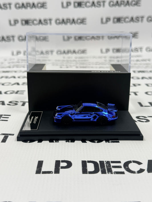 MASTER Porsche 911 Turbo Black Bird Blue Chrome Electroplated 1:64 Diecast