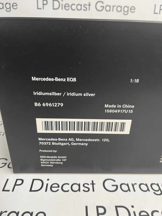 NZG Models 2021 Mercedes Benz EQB Iridium Silver 1:18 Diecast Dealer Version