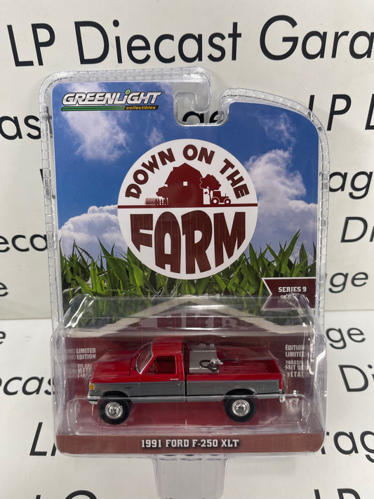 RAW CHASE GREENLIGHT 1991 Ford F-250 XLT Red w/ Fuel Tank 1:64 Diecast Down on the Farm