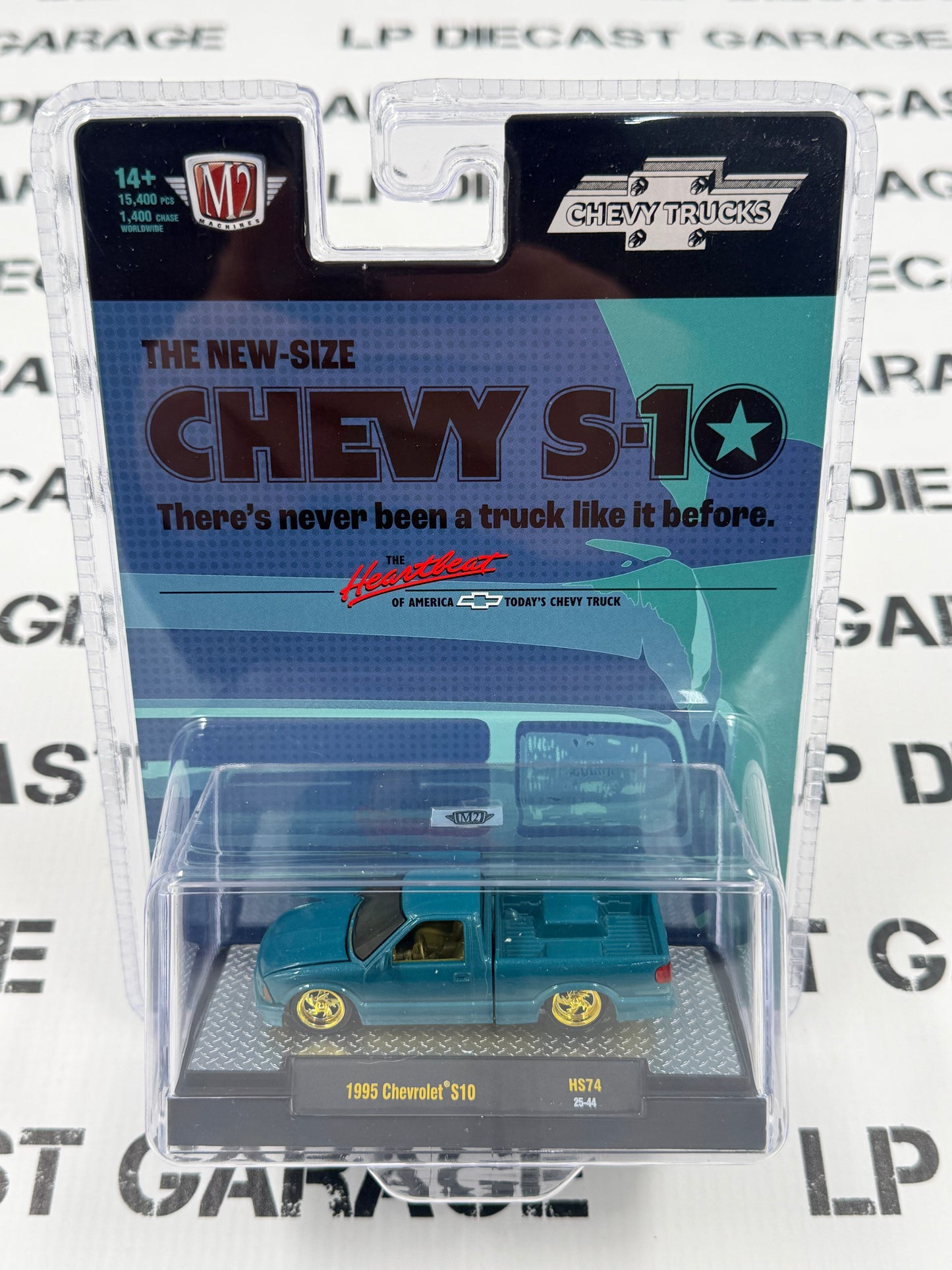CHASE M2 1995 Chevrolet S10 Truck Teal Green Lowered 1:64 Diecast