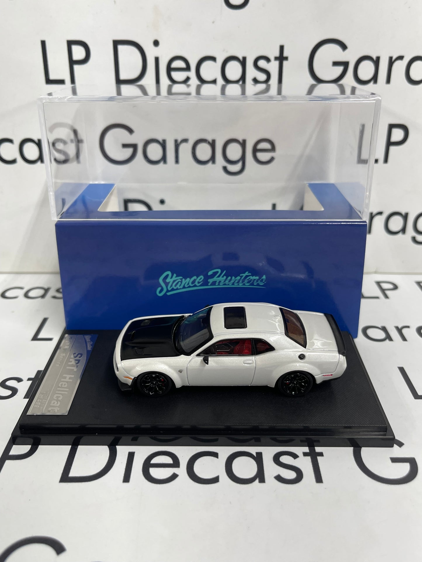 STANCE HUNTERS 2023 Dodge Challenger SRT White w/ Black Hood 1:64 Diecast