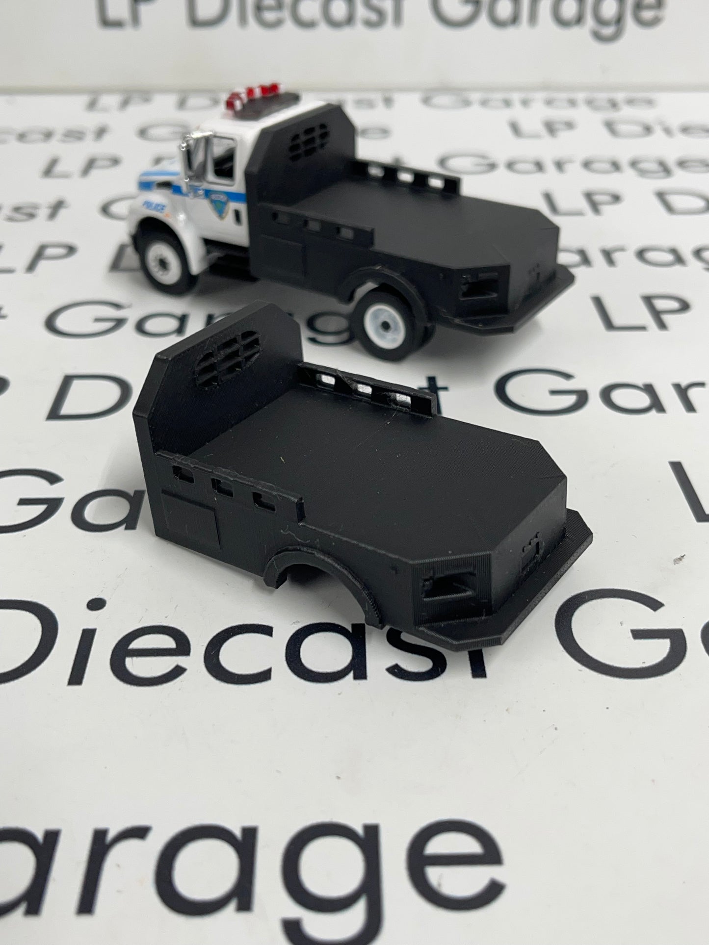3D Printed Customs Black Flatbed Fits Greenlight International Durastar 1:64 Diecast Trucks