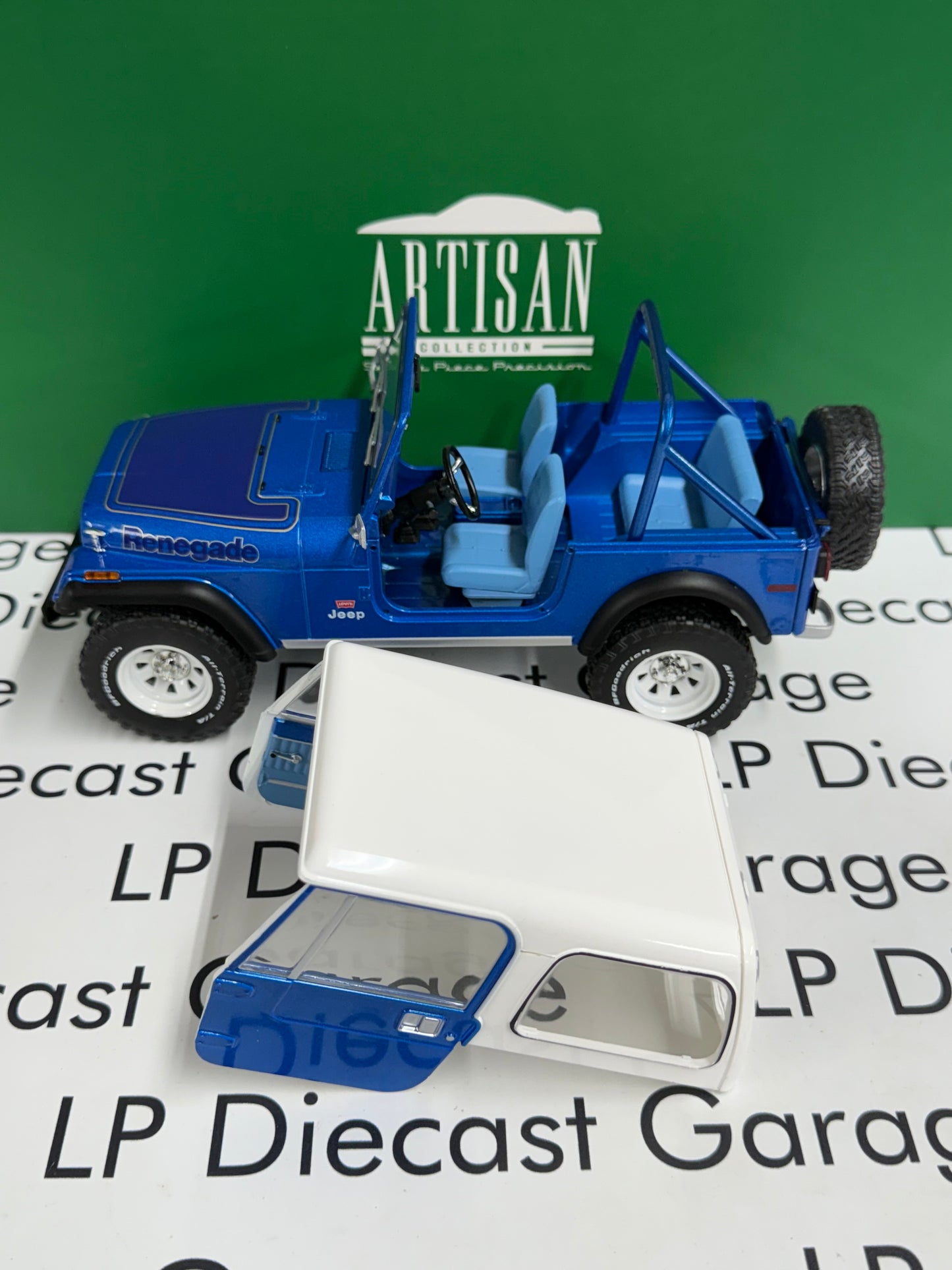 GREENLIGHT 1978 Jeep CJ-7 Renegade Captain Blue Metallic 1:18 Diecast Artisan Collection