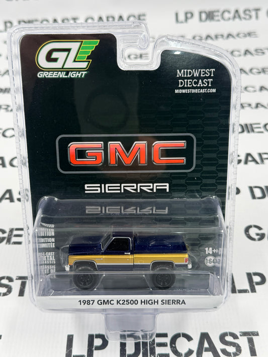 GREENLIGHT 1987 GMC K2500 High Sierra Stone Blue 1:64 Diecast Midwest Exclusive