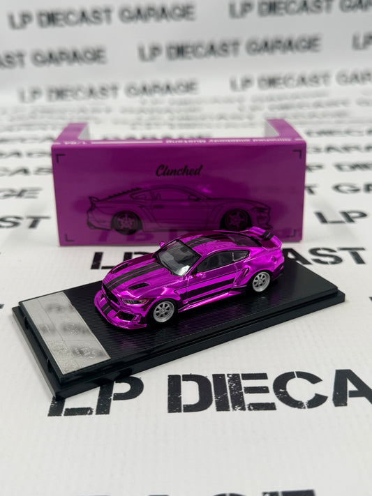 LIBERTY64 Ford Mustang Clinched Pink Chrome w/ Black Stripes 1:64 Diecast Ghost Player