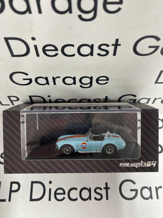FINE WORKS 64 Shelby Cobra 427 S/C Gulf Blue w/ Orange Stripes 1:64 Diecast