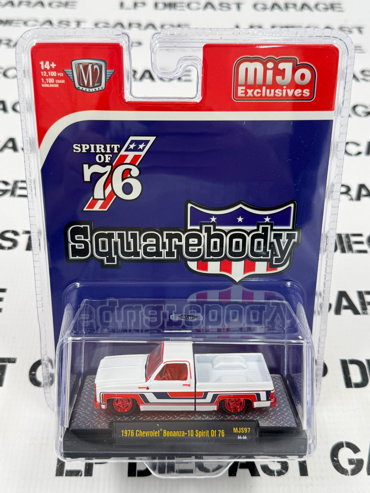 CHASE M2 1976 Chevrolet Silverado Bonanza Spirit of 76 White 1:64 Diecast MiJo