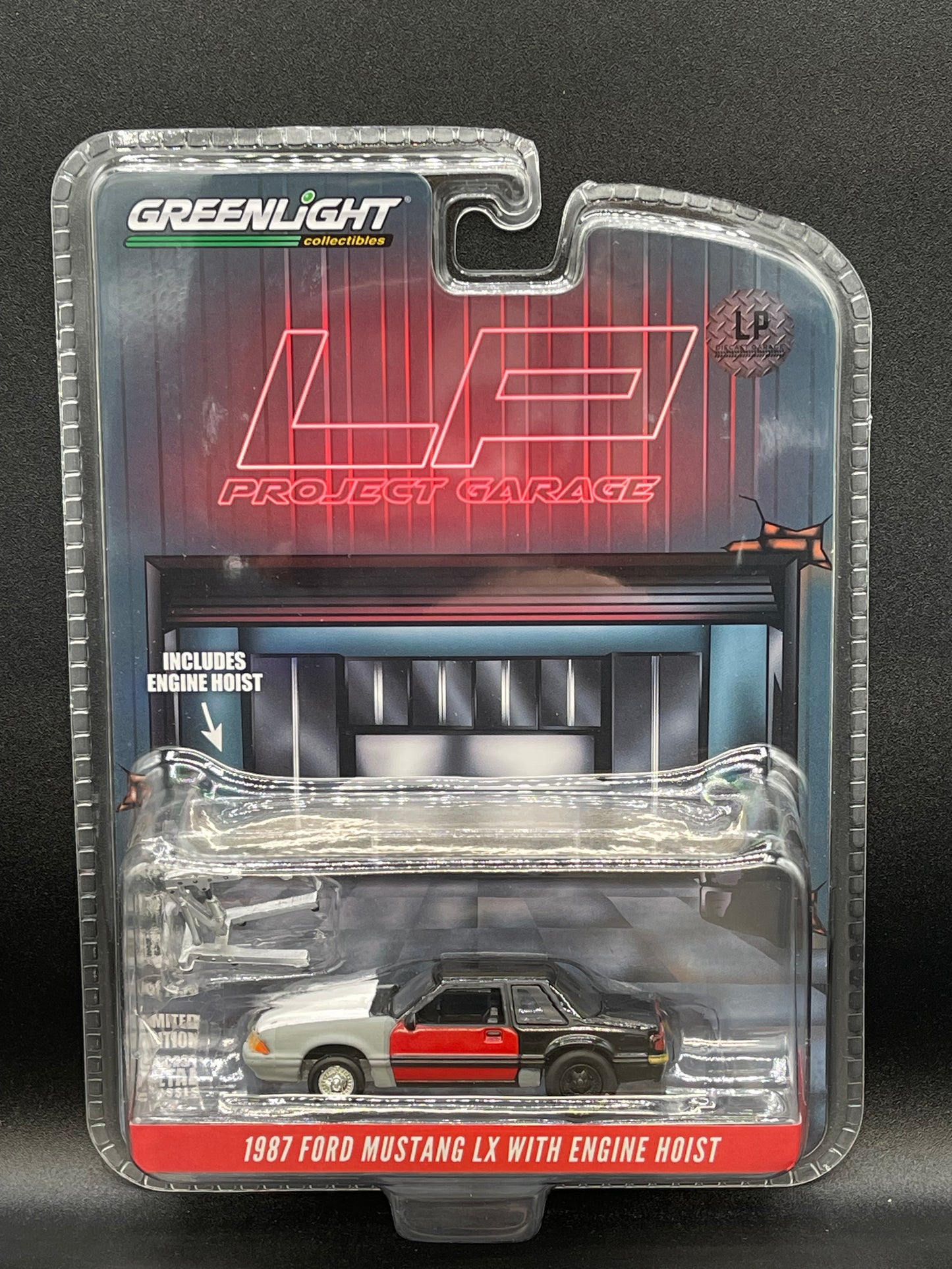 GREENLIGHT 1987 Ford Mustang LX w/Hoist Black Project  LP Exclusive 1:64 Diecast Promo
