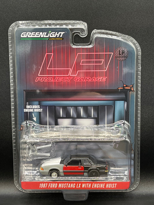 GREENLIGHT 1987 Ford Mustang LX w/Hoist Black Project  LP Exclusive 1:64 Diecast Promo