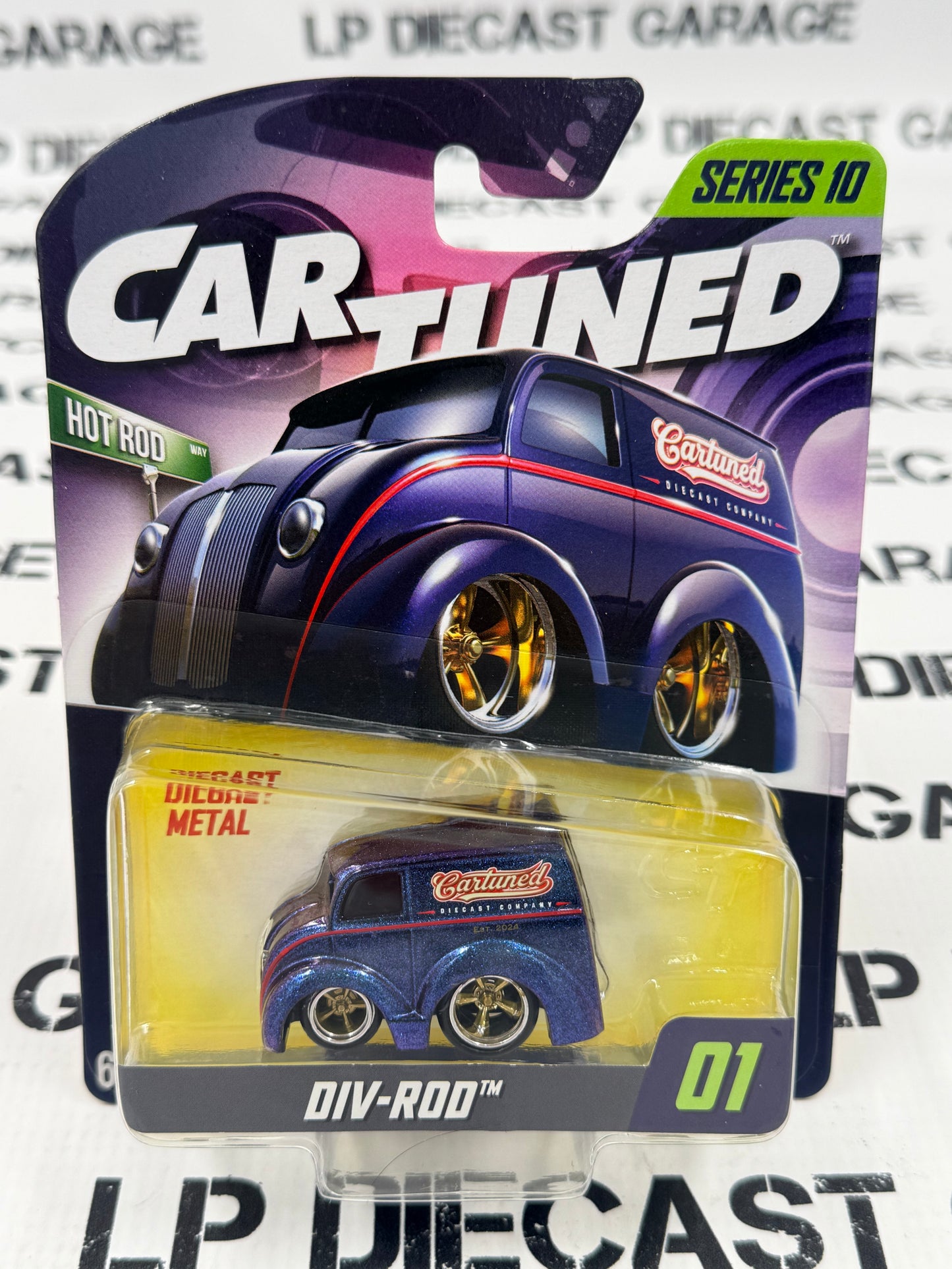 CARTUNED Div-Rod Metallic Purple Delivery Van 1:64 Diecast Series 10