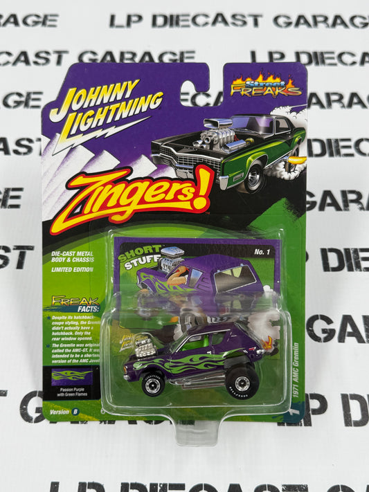 JOHNNY LIGHTNING 1971 AMC Gremlin Zingers Purple Green Flames 1:64 Diecast
